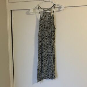 Geometric Patterned Black and Beige Dress